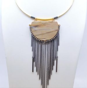Boho Mixed Materials Statement Necklace Choker Style